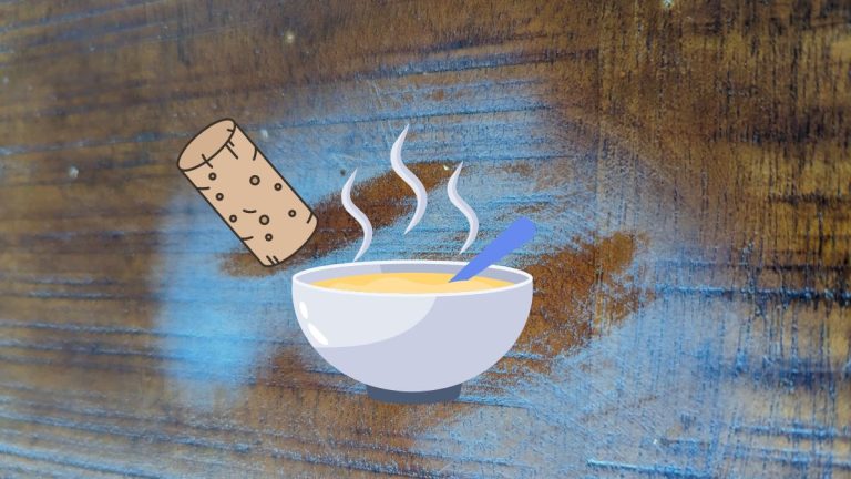 Truc pour enlever une tache blanche laissée par un plat chaud sur une table en bois avec un bouchon de liège