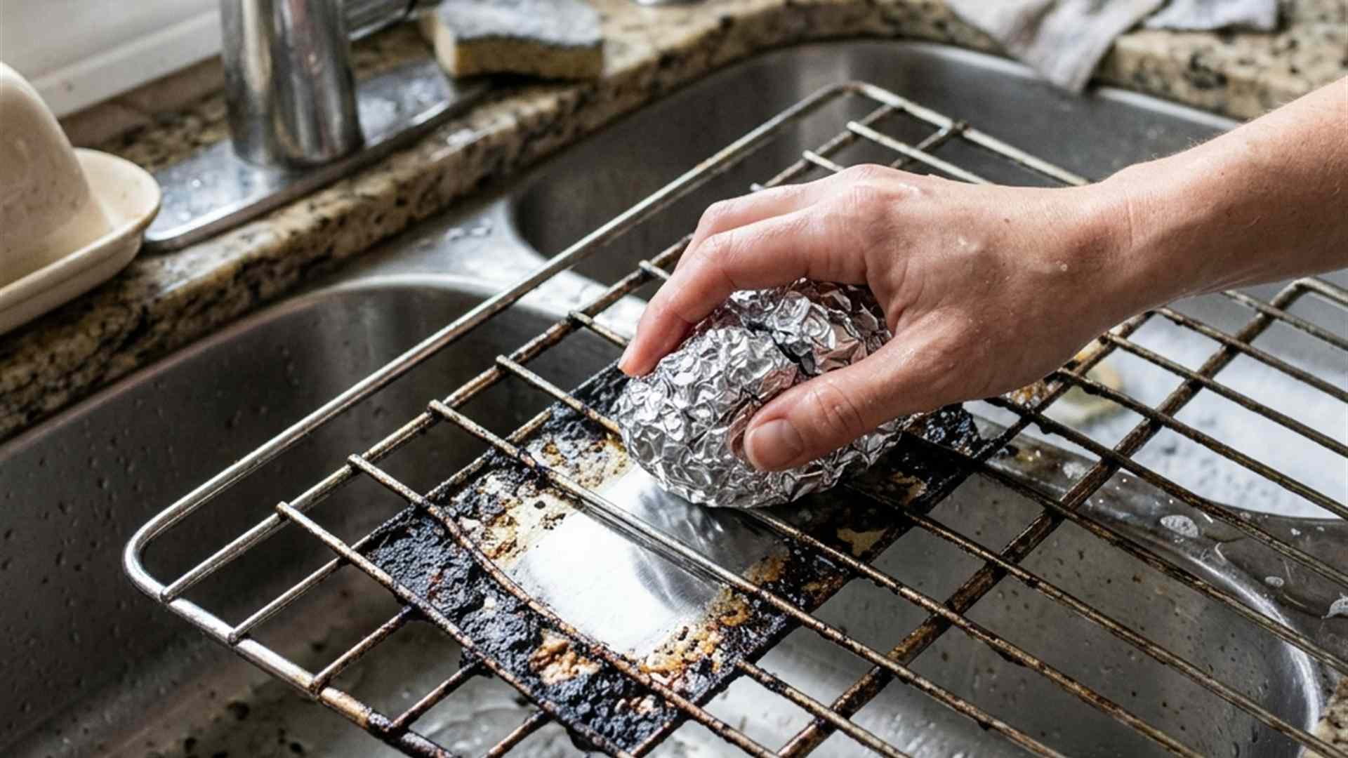 Nettoyer les grilles du four avec du papier d'aluminium