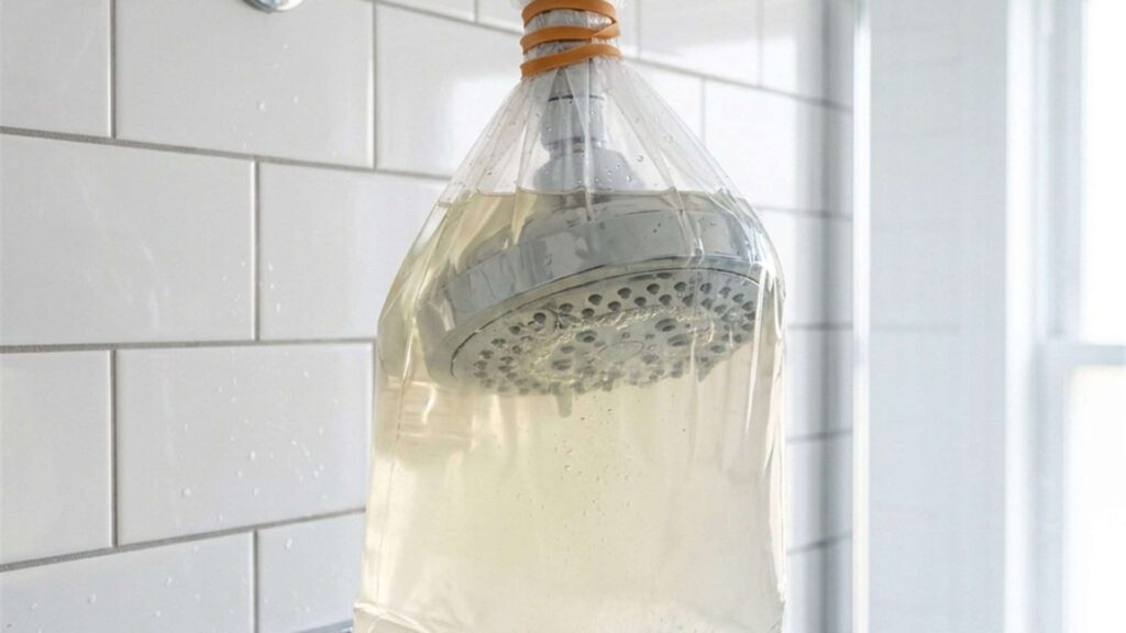 Détartrer le pommeau de douche sans effort avec du vinaigre blanc