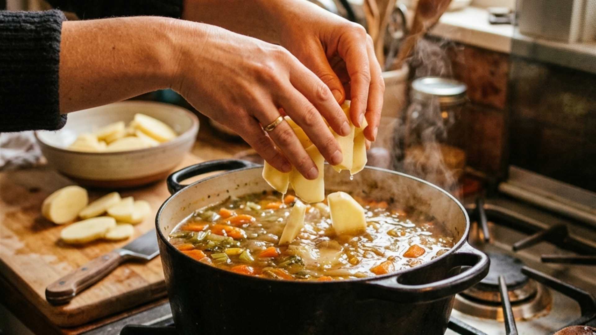 Le truc de la patate crue pour rattraper une soupe trop salée