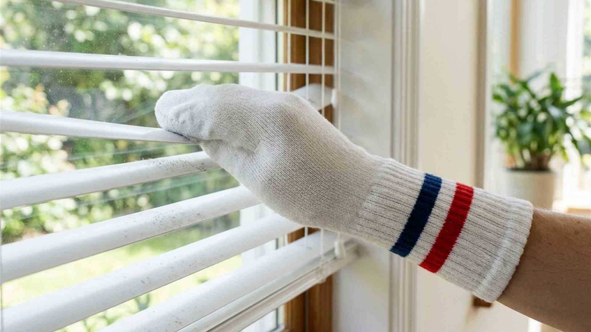 Dépoussiérer les stores vénitiens rapidement avec des chaussettes