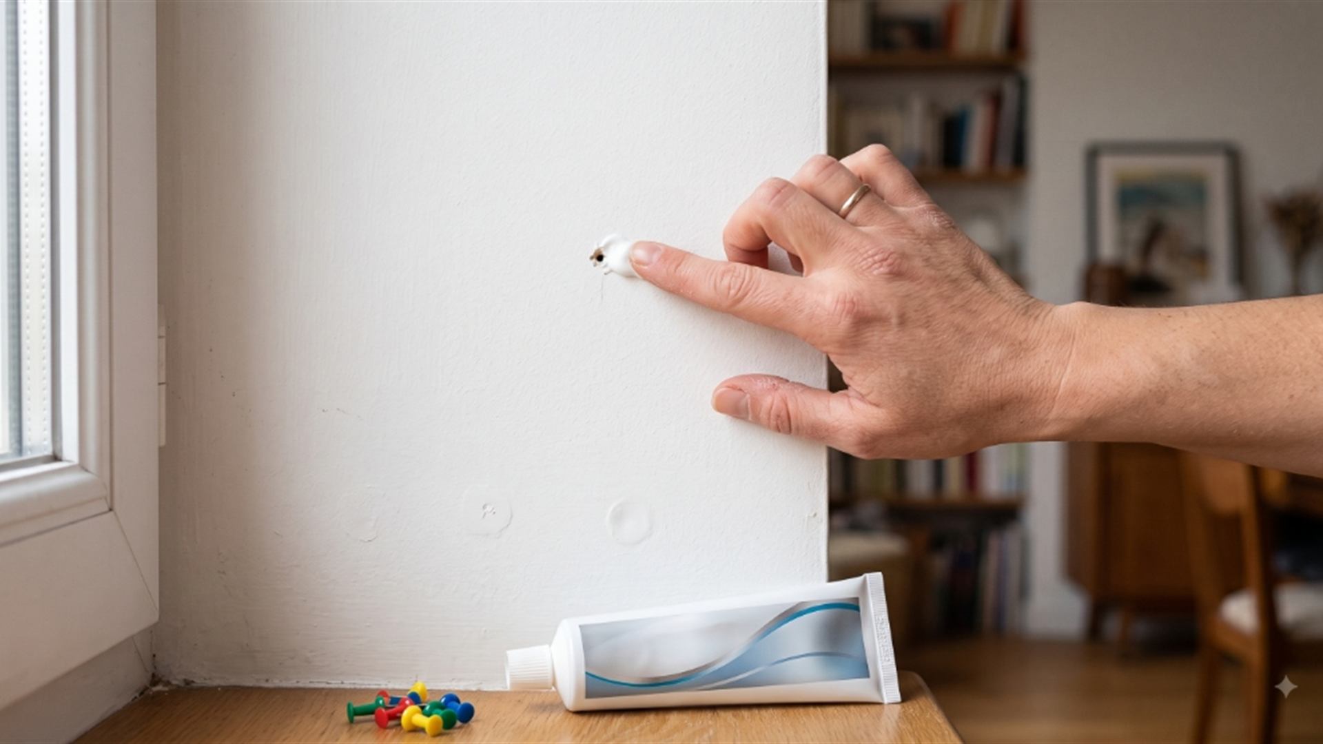 Réparer un petit trou dans un mur avec du dentifrice blanc