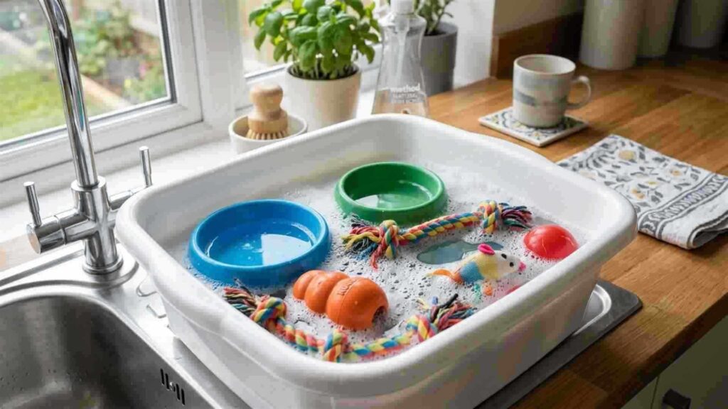 Du bicarbonate et du savon de Marseille pour désinfecter les jouets d’animaux