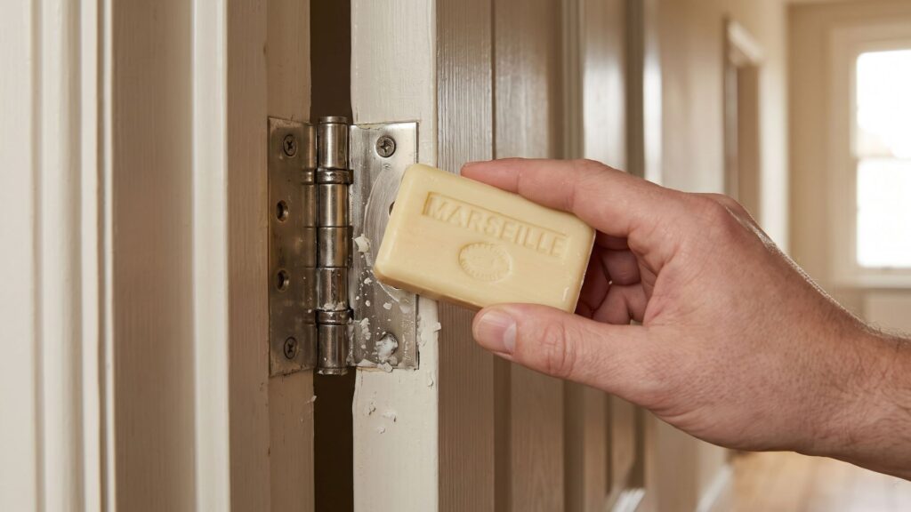Une barre de savon sur les charnières pour stopper une porte qui grince