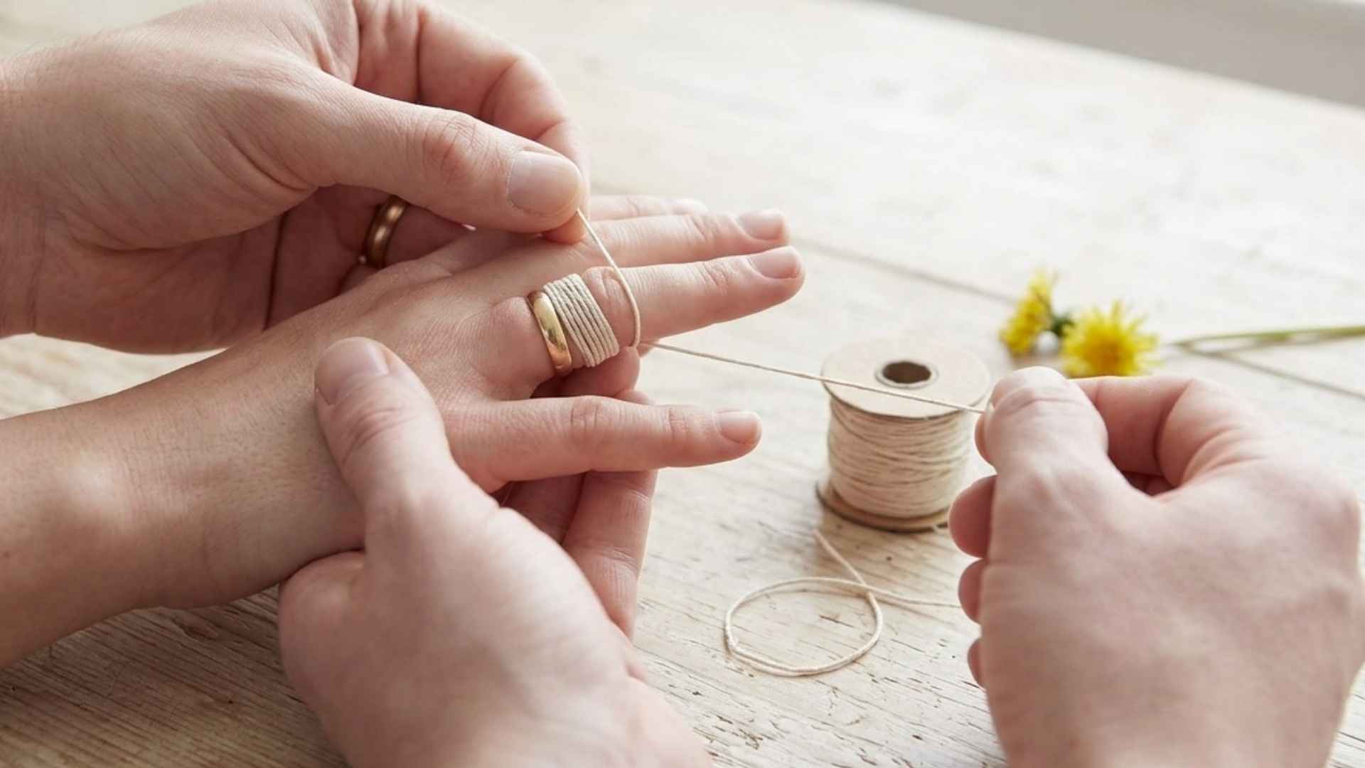 Le truc de la ficelle pour enlever une bague rapidement coincée